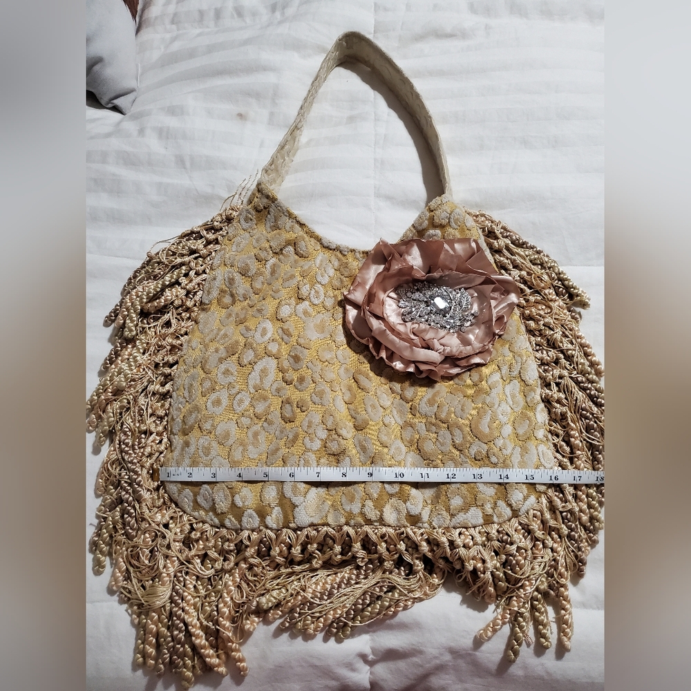 Keep It Gypsy Gold Textured Shoulder Bag with Elegant Swarovski Crystals - Picture 6 of 11